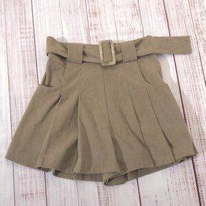 Easel two pocket pleated cortoy Tan Belted Mini Skirt-Short Skort Size SM NWT